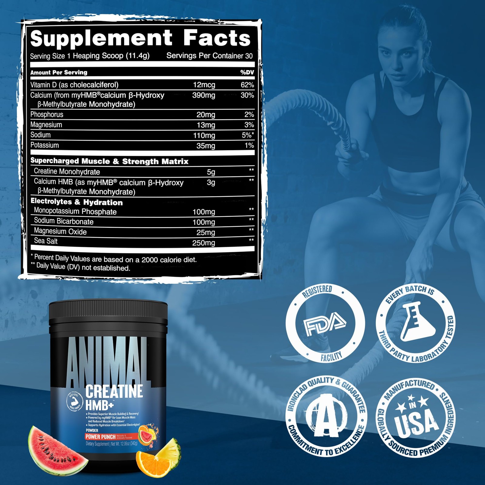Animal Creatine HMB Powder – 3g myHMB + 5g with 30 Servings, Red