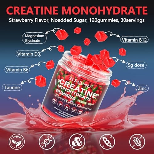 Creatine Monohydrate Gummies 5000mg Pre-Workout Muscle Support 120pc