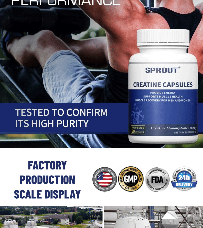 Creatine Monohydrate 60 Capsules – 1200 mg Per Serving