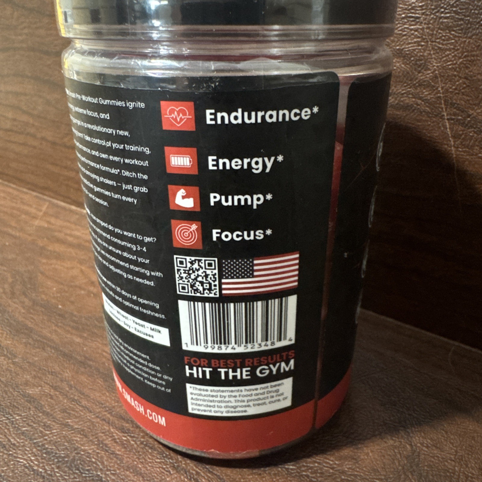 Smash Pre Workout Gummies Cherry Bomb 25 Servings Seal Pack