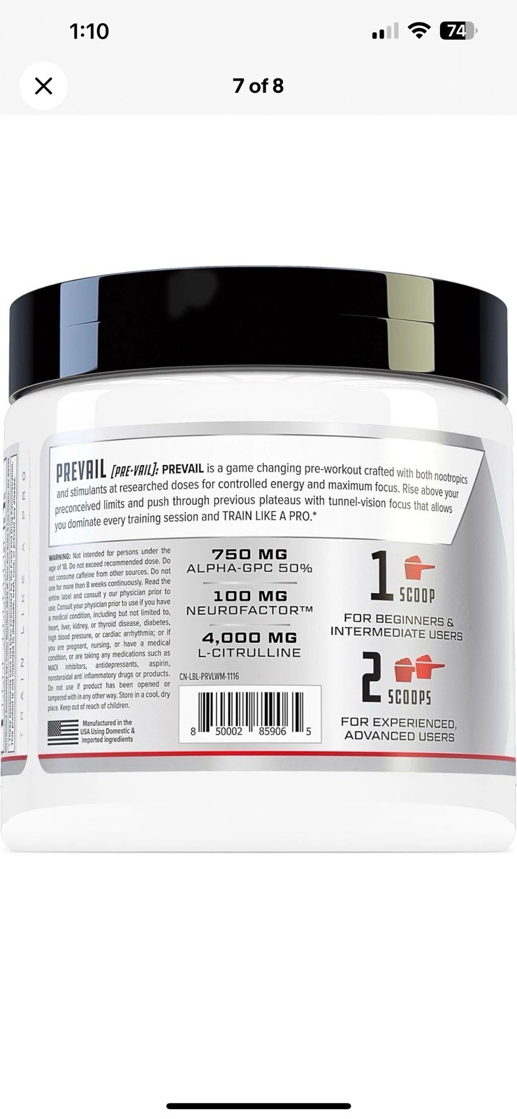 Prevail Pre Workout Powder with Nootropics: Pre-Workout Drink for Men and Women,