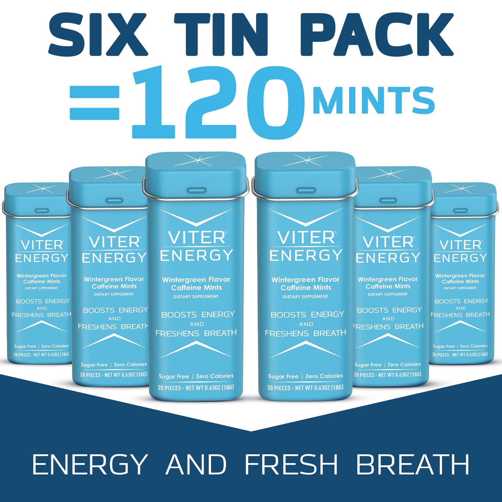 Viter Energy Caffeinated Mints 40mg Caffeine, B Vitamins, Sugar Free. (Winter…
