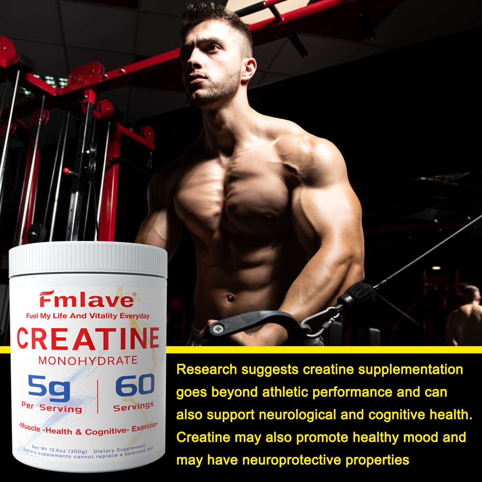 Creatine Monohydrate 60 Servings Micronized Powder 10.6oz Unflavored Muscle Gain