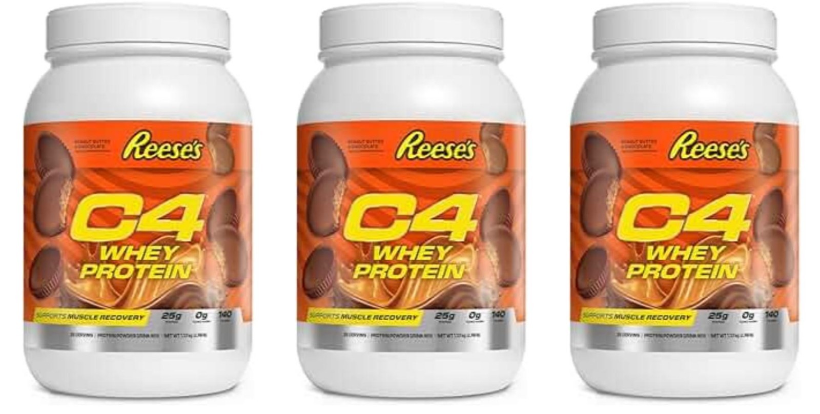 3 PACK BUNDLE C4 Premium Whey Protein Powder, Reese’s PeanutButter, 1.43lb(Each)