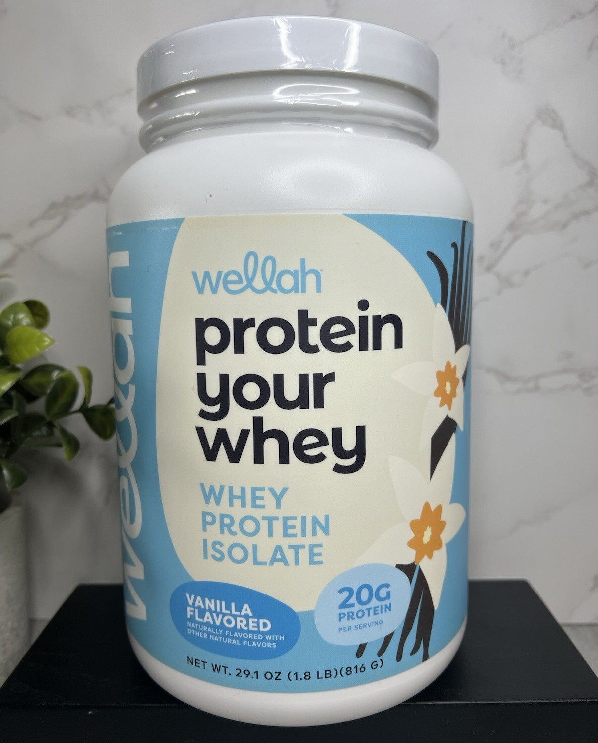 Wellah Whey Protein Isolate Powder Vanilla 29.1oz Exp 07/2028