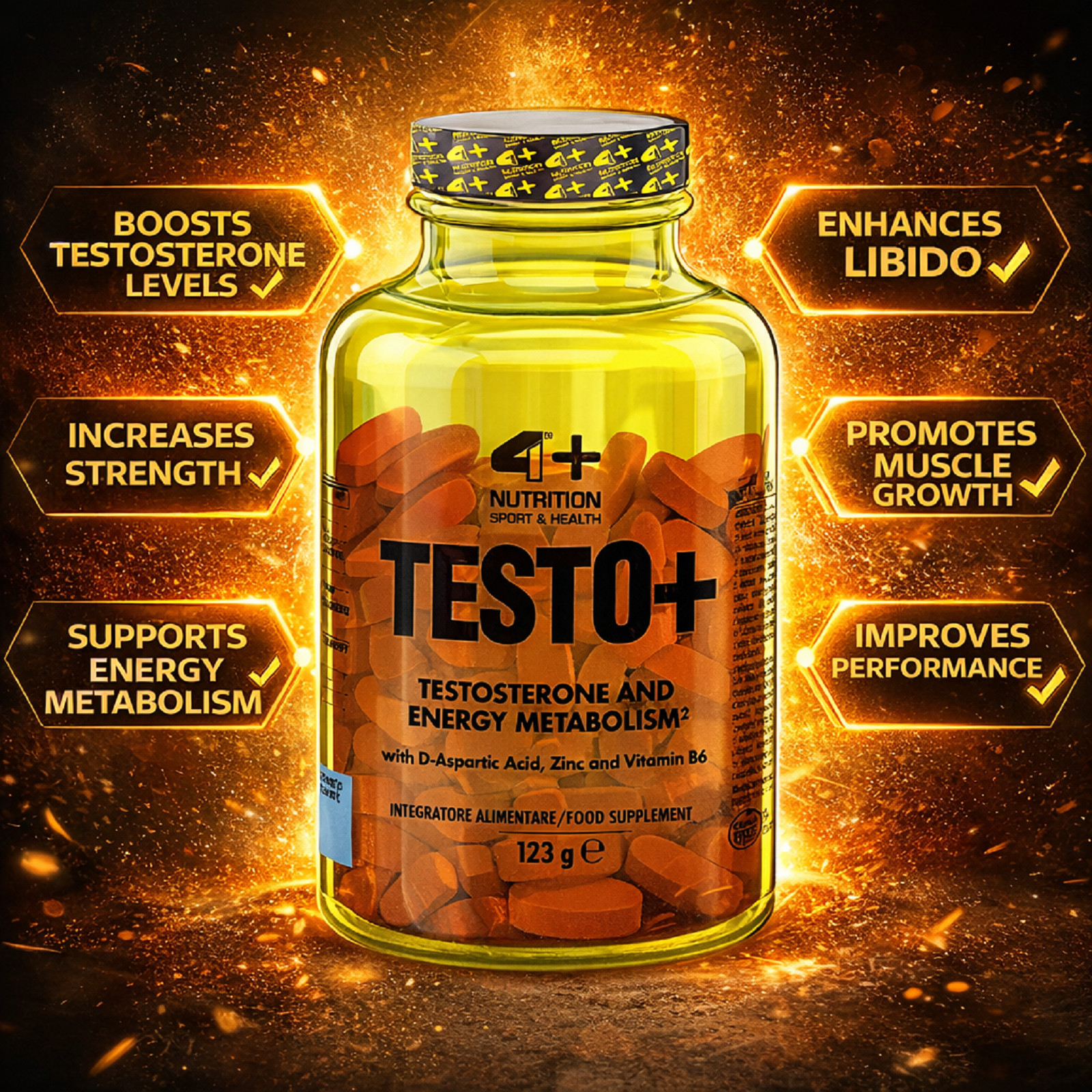 TESTO+ – 90 Tablets – Natural Testo Booster Strength Support Libido Endurance