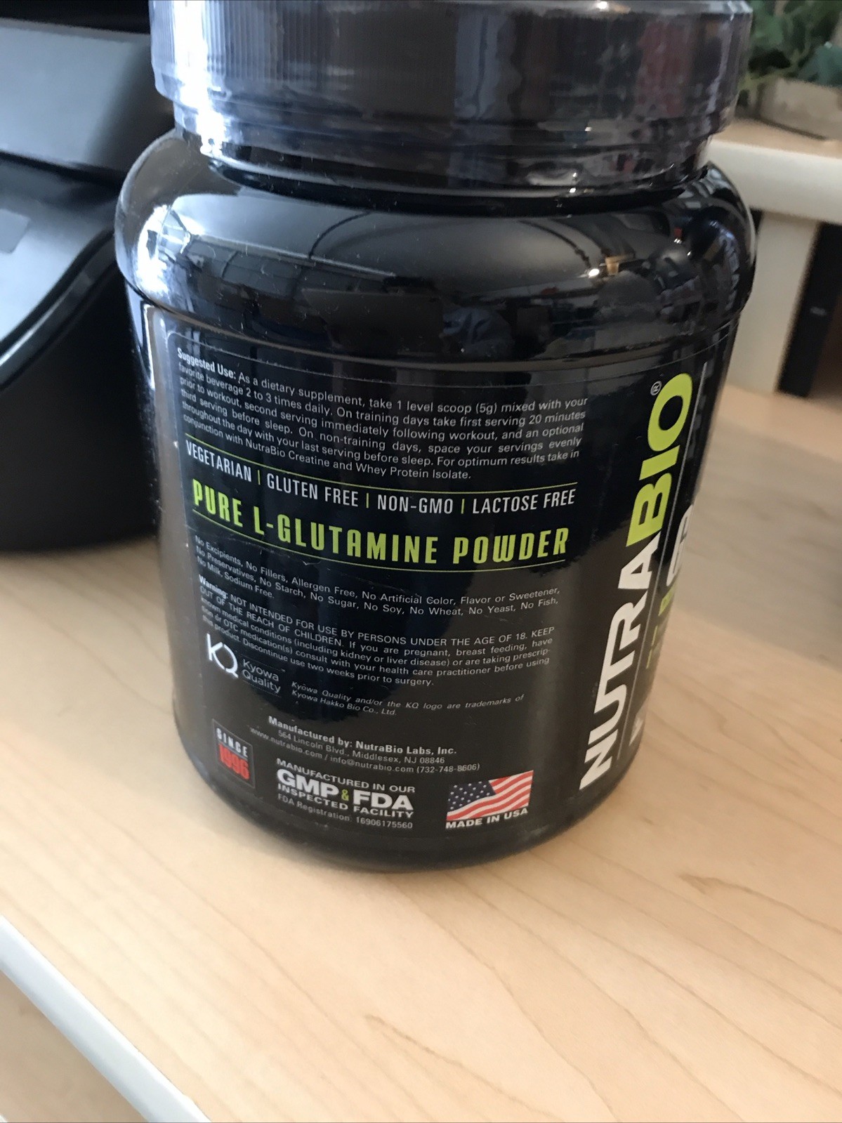 NutraBio Glutamine Pure Amino Acid 1000G Powder