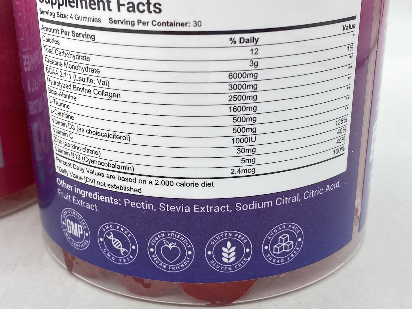 Cnthdi Creatine Monohydrate Gummies Peach & Raspberry 6000mg 120 Ct. Each