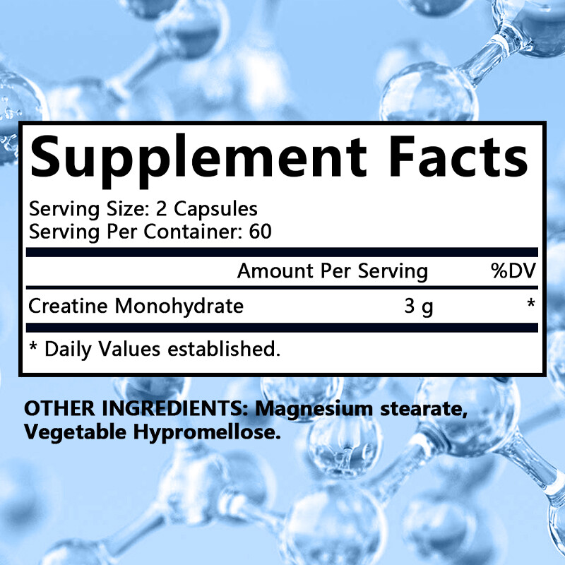 Creatine Monohydrate 3000 Mg Capsules Muscle Mass Strength Regeneration