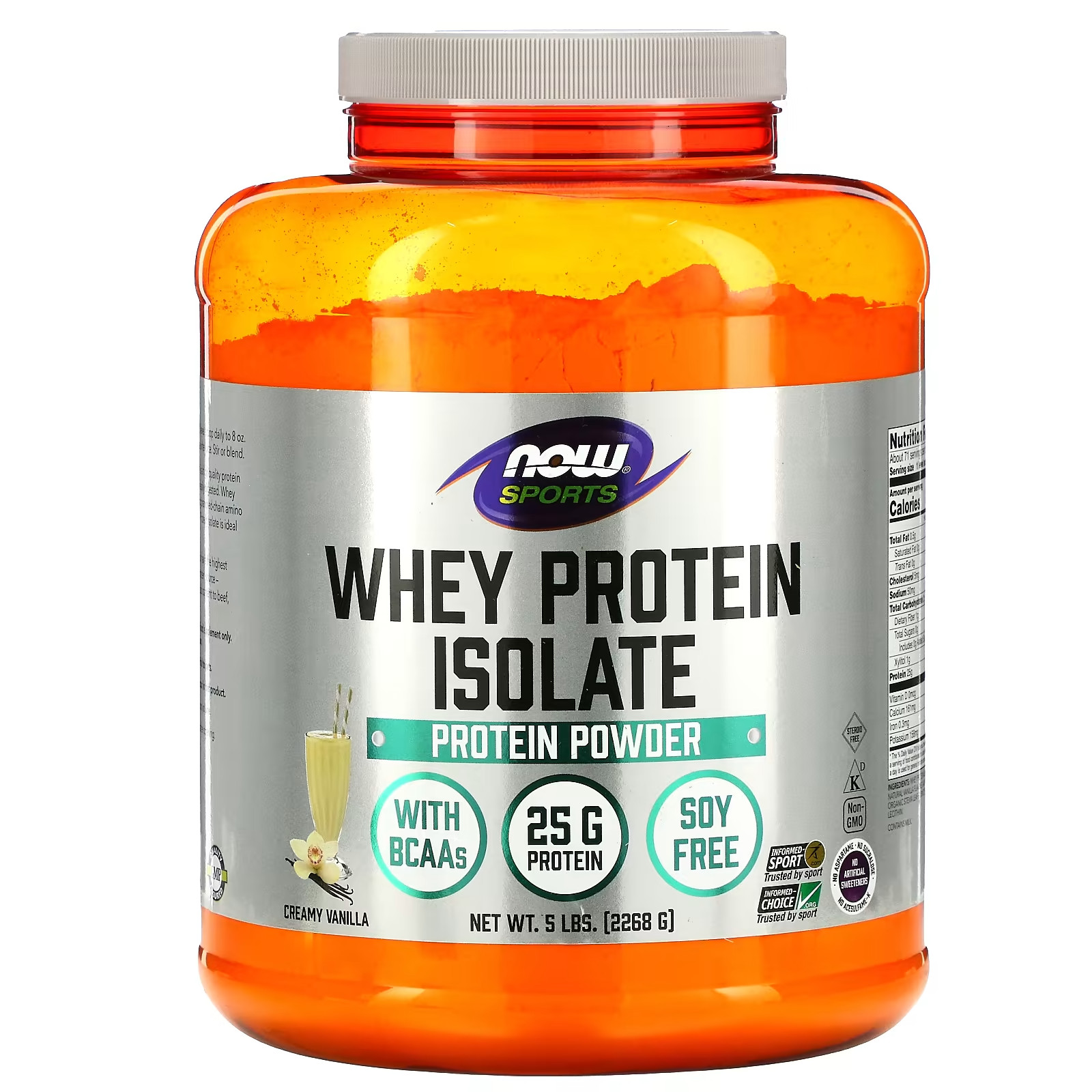 NOW Sports Whey 25g Protein Isolate 5lbs (Creamy Vanilla)