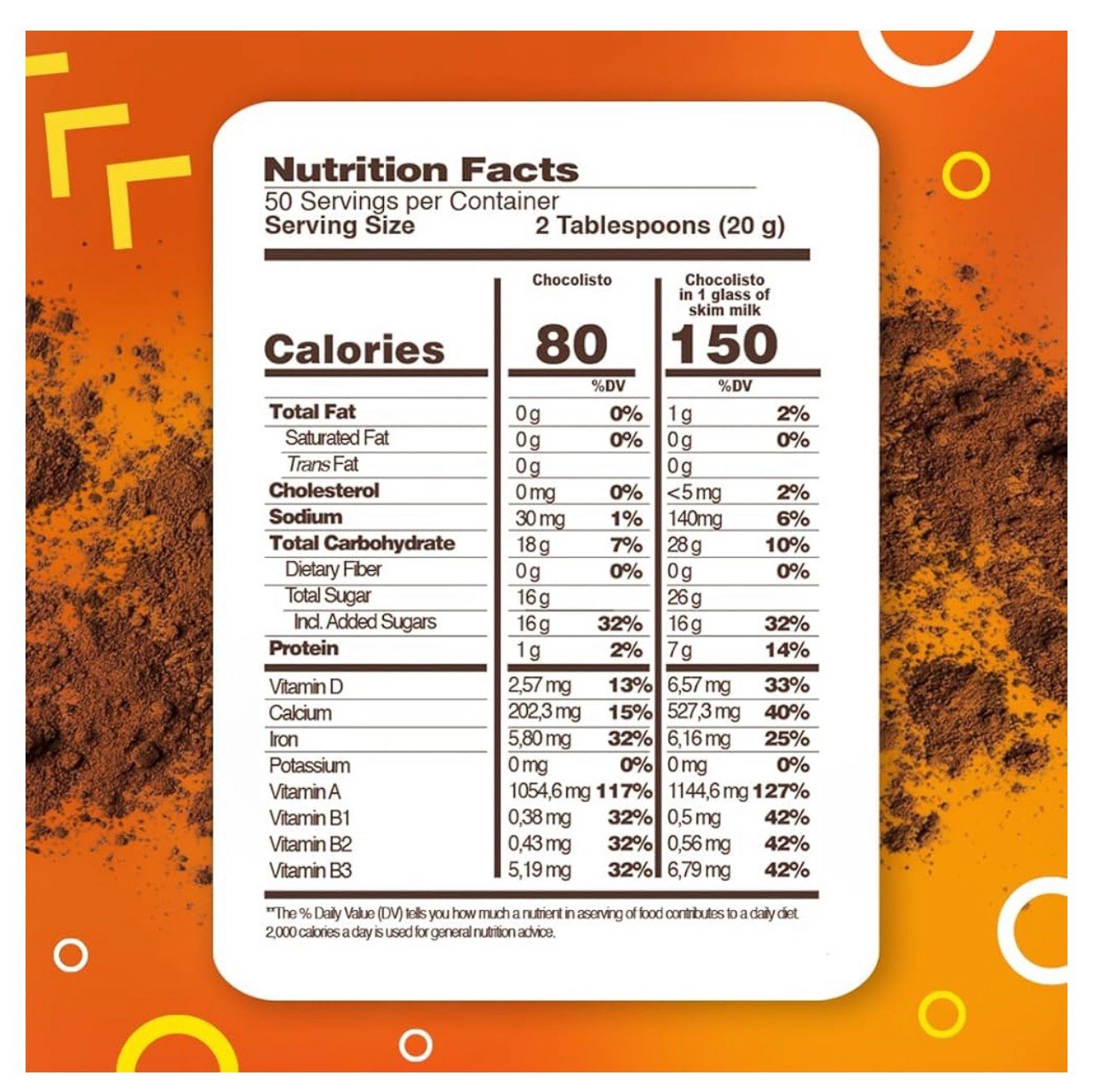 Chocolisto Instant Chocolate Drink, Beverage with Vitamins and Minerals 35.2 oz