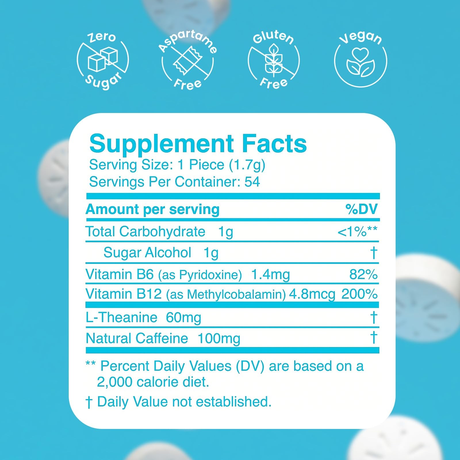 Neuro Energy & Focus Gum, Extra Strength – 9 Count (Pack of 6), Peppermint