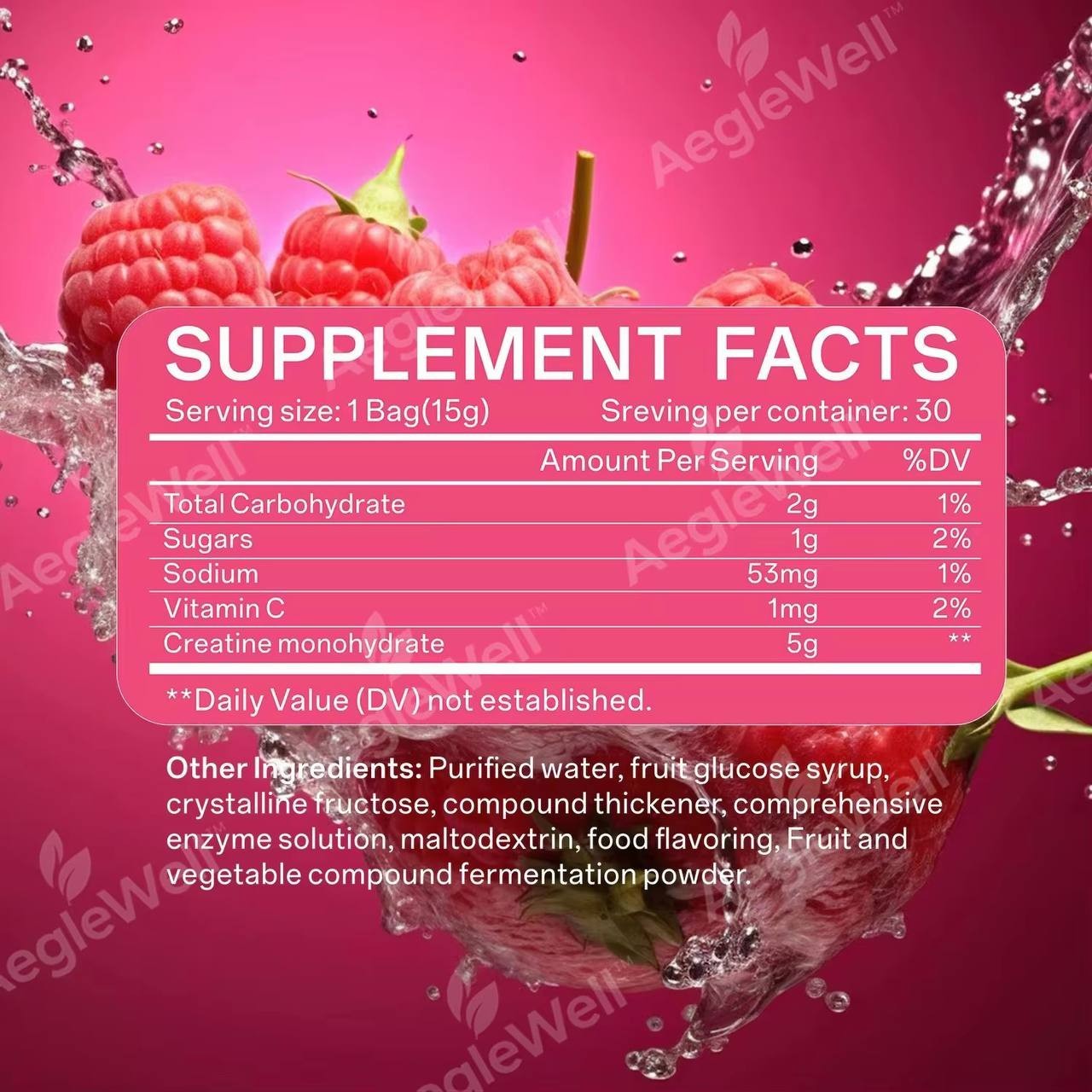 Creatine Jelly 5g Monohydrate Raspberry Muscle Strength Workout Energy Ready2eat