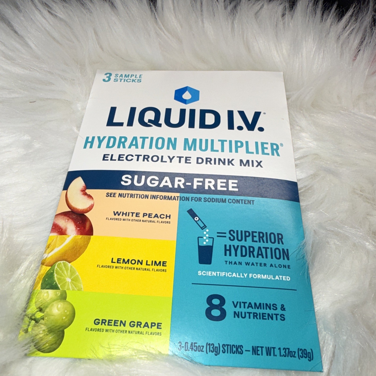 LIQUID IV Hydration Multiplier Sugar-Free 3 count sample pack 0.45 OZ EACH NIP