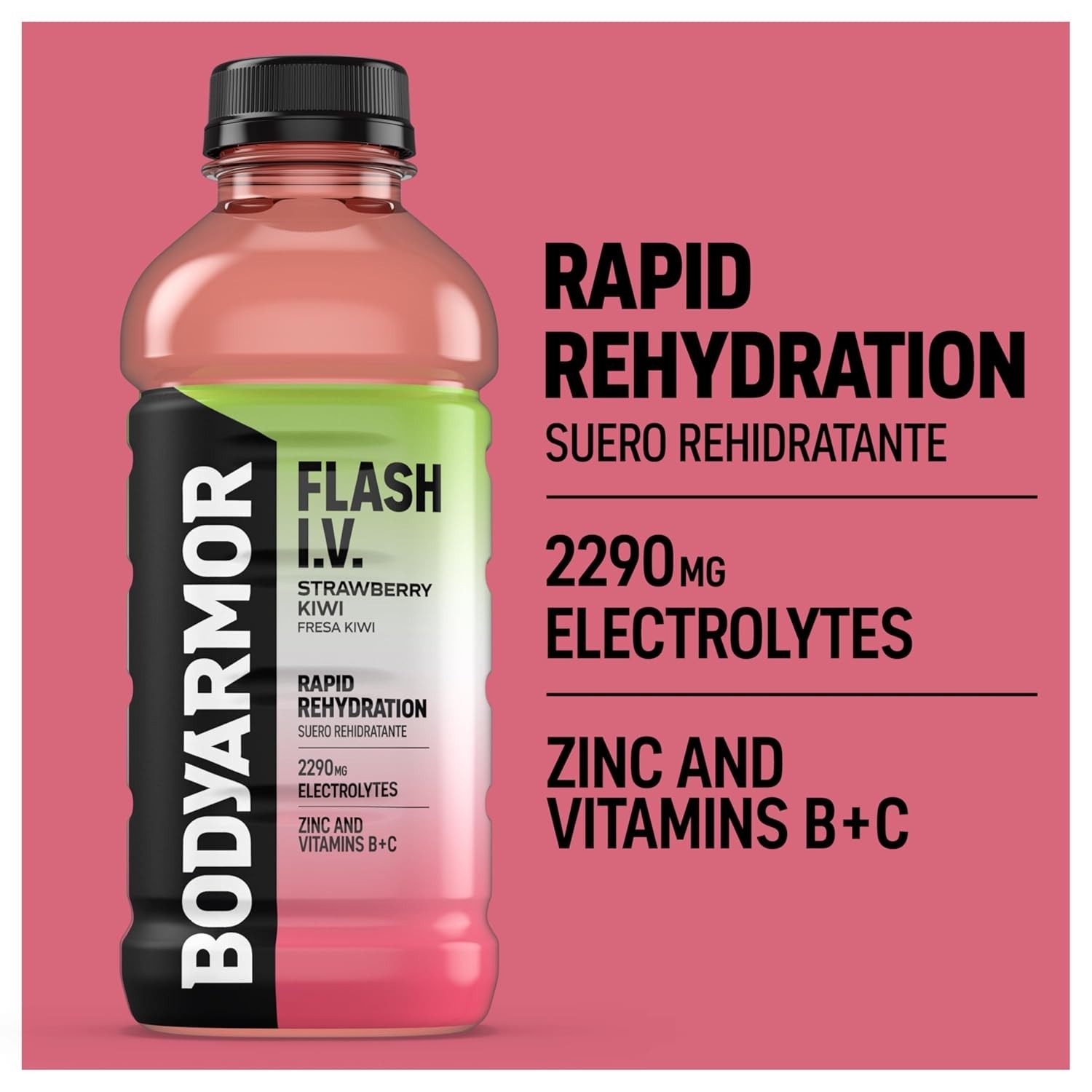 Electrolyte Sports Drink Strawberry Kiwi 20oz Pack of 12 Hydration Immunity