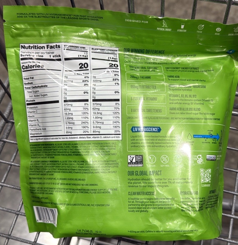 Liquid I.V. Sugar-Free Energy Multiplier Mix 26 Sticks 12.83 oz Variety