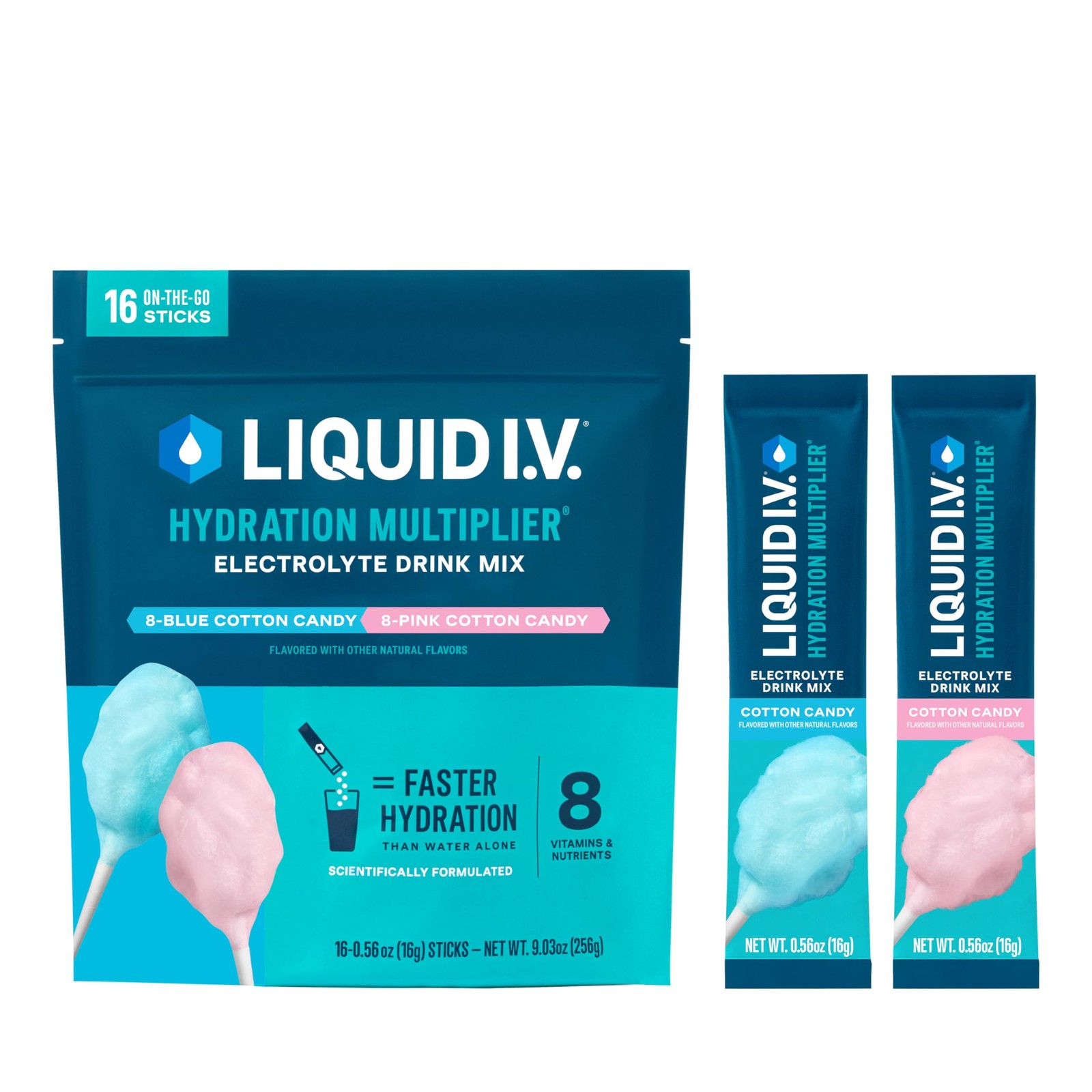 Liquid I.V.® Hydration Multiplier – Cotton Candy | 0.56 Ounce (Pack of 16)