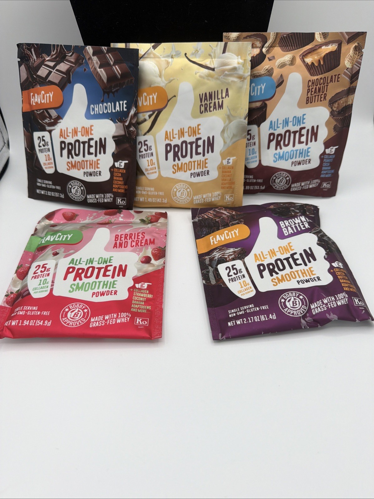 FlavCity All In One ProteinSmoothie Powder Variety Flavors Travel ON GO 5 Pkgs