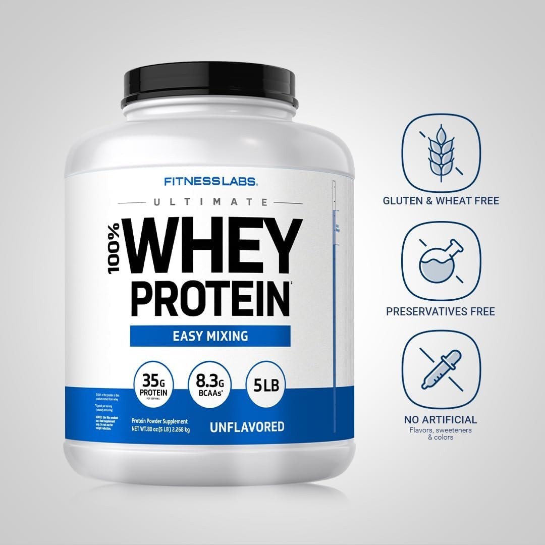 Proteina De Suero 5 Lbs Sin Sabor En Polvo Para Ganar Masa Muscular Mujer Hombre