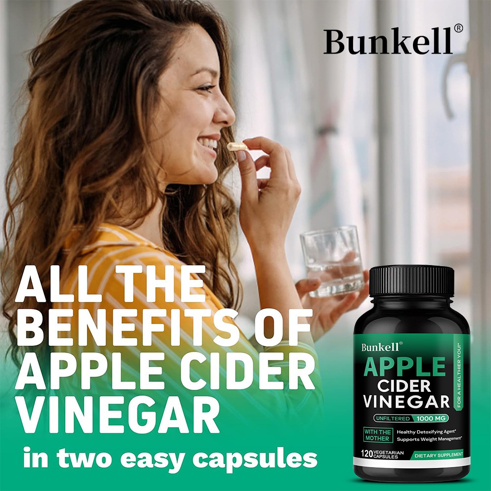 Apple Cider Vinegar Capsules 1000mg Supports Digestive Health 30-120 Pills Vegan