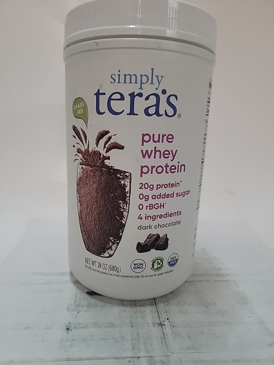 Simply Teras Pure Whey Protein Dark Chocolate 24 Oz BB12/26