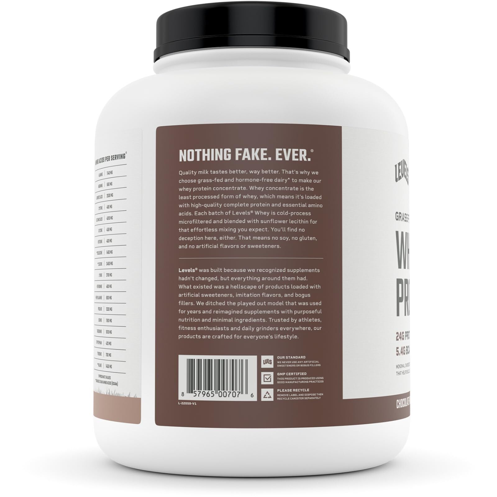 Levels Chocolate Mocha Whey Protein Powder 71 Servings 24g Protein per Scoop