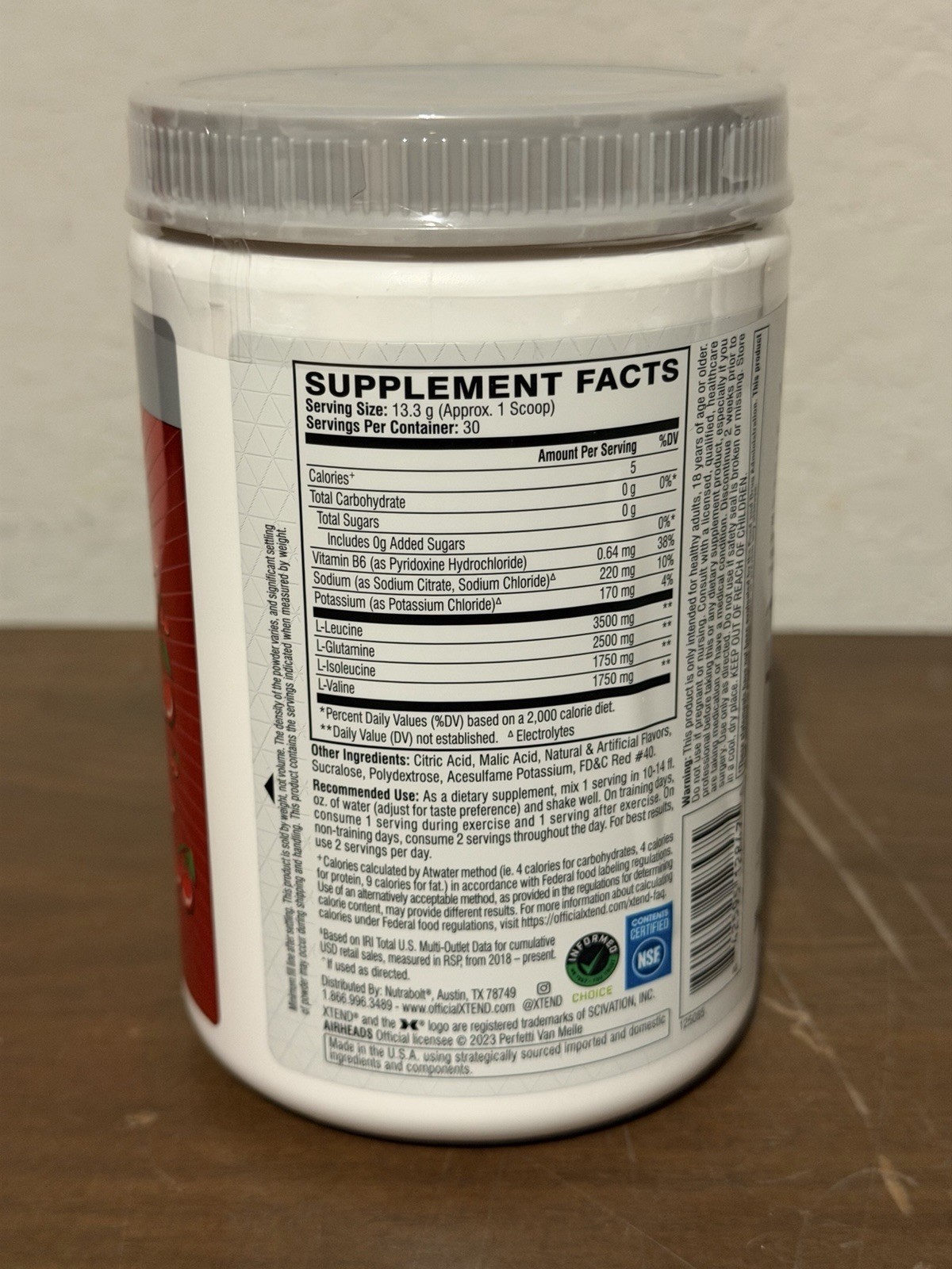 Xtend Original BCAA 7g Air Heads Cherry Flavor, 30 Servings, Exp 1/2027