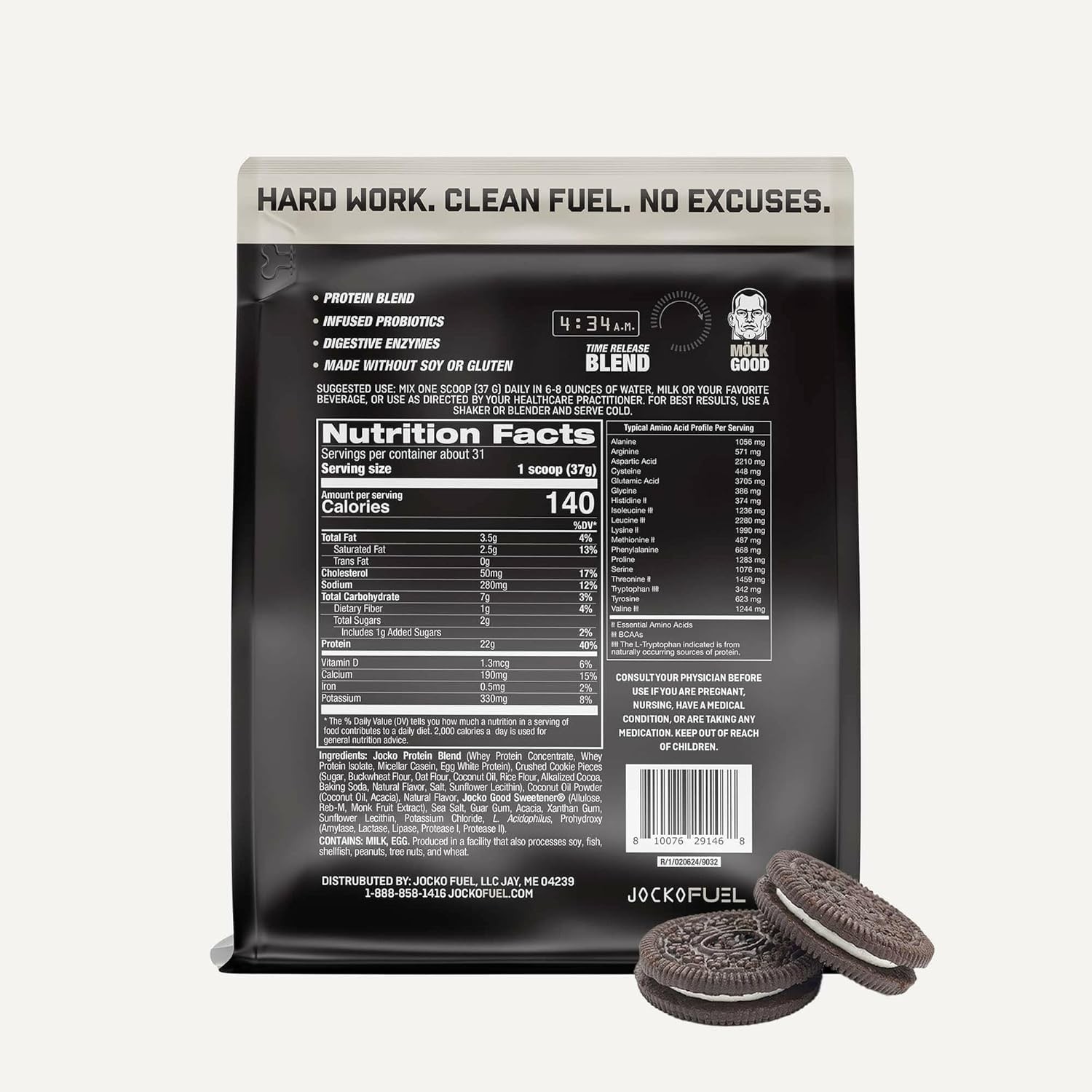 Jocko Fuel Mölk Whey Protein Powder – Keto, Probiotics, 2.5 lbs Cookies & Cream