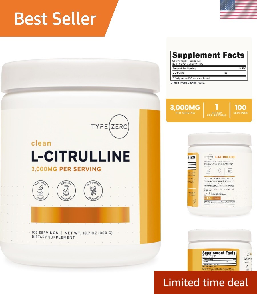 Versatile L-Citrulline Base Powder – 100 Servings, Gluten-Free & GMP Certified