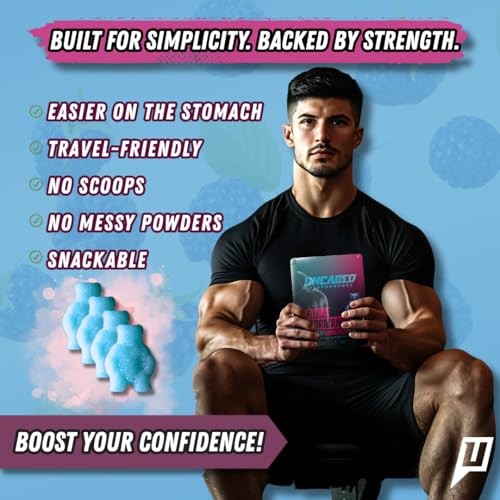 Uncaged Performance Creatine Monohydrate Gummies Blue Raspberry 5g 120 count