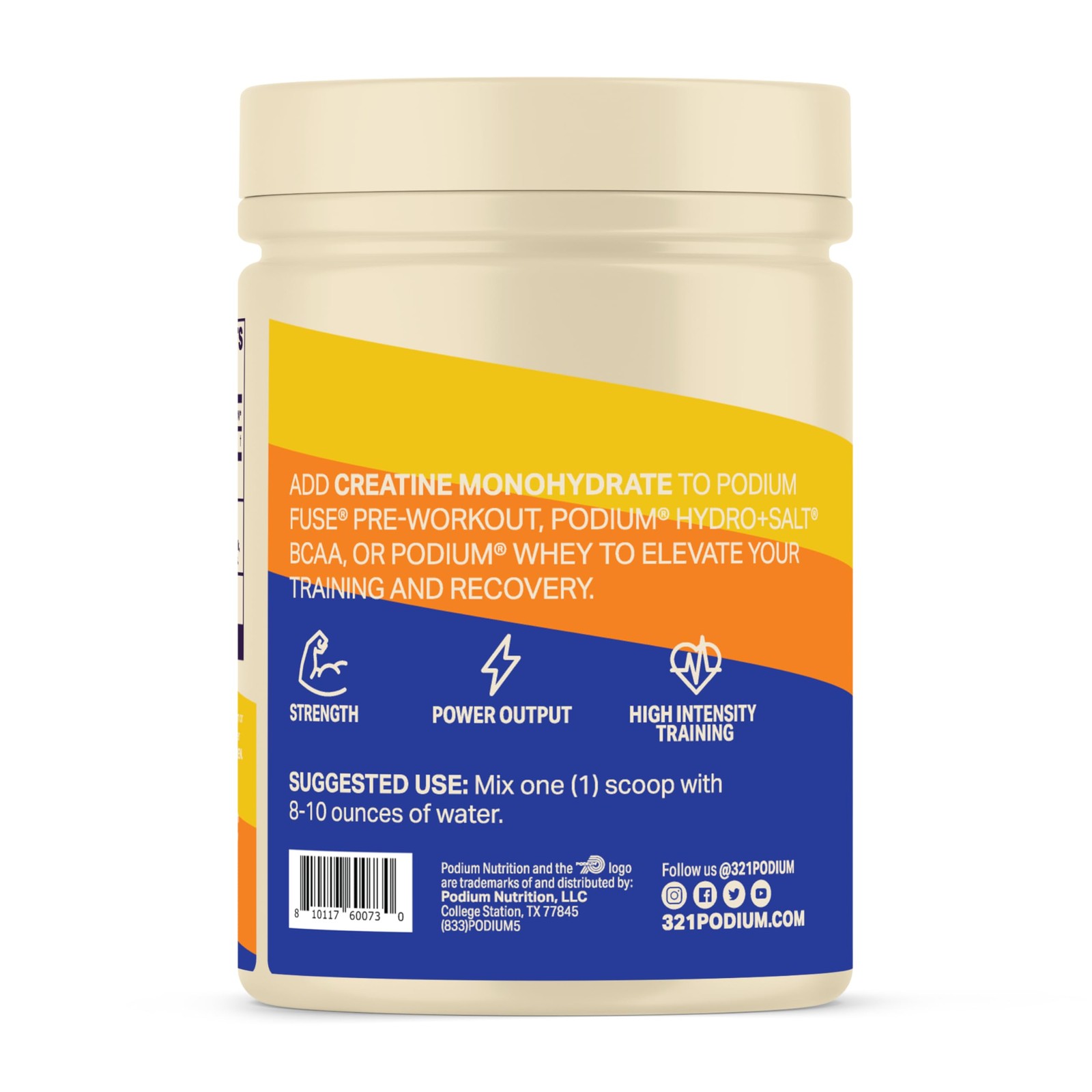 Podium Nutrition, Solos | Creatine Monohydrate, 50 Servings, Unflavored, Boost
