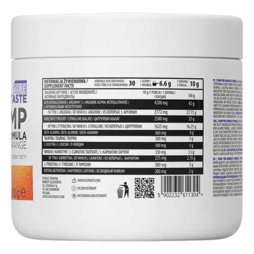 OstroVit PUMP Pre-Workout Formula 300 g orange