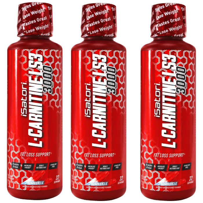 Isatori Liquid L-Carnitine LS3 3000 Bombsicle 16 fl.oz Each (Pack of 3)