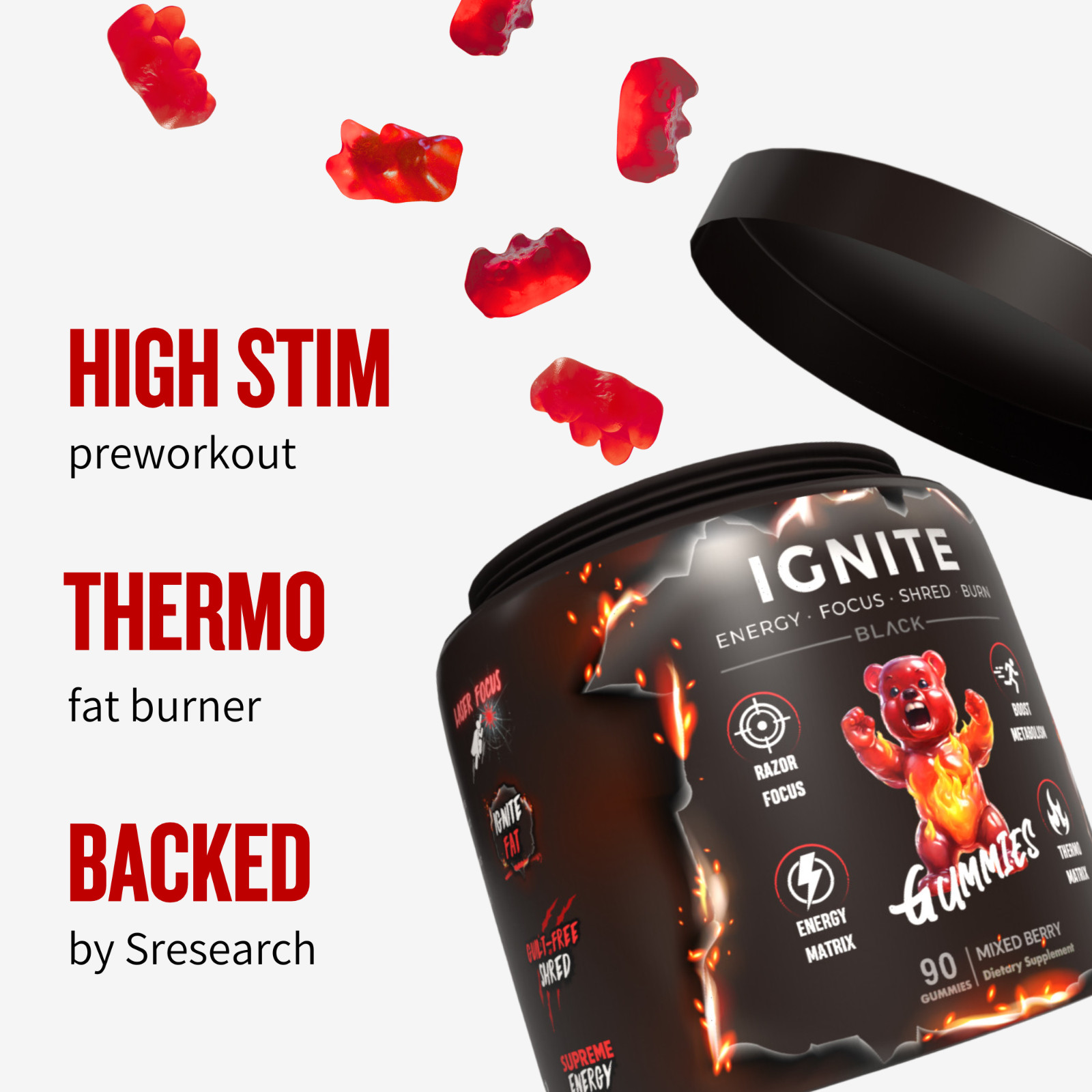 Ignite OxyShred Gummies Stim Fat Burner | Focus, Energy, Shred by The Gummy Lab
