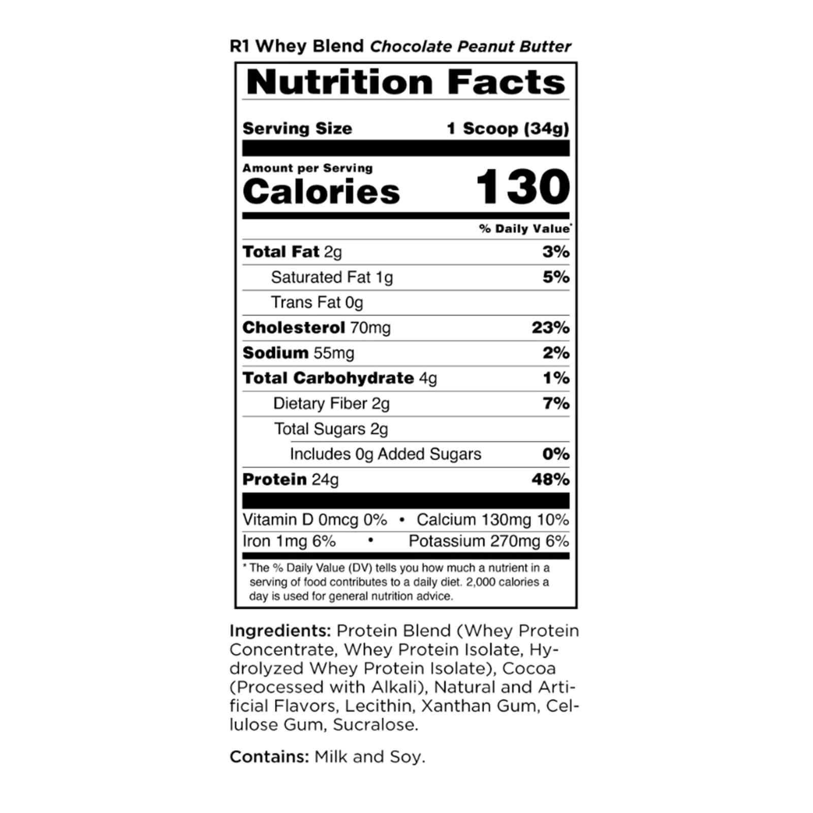 RULE 1 Whey Blend 26 serv Chocolate Peanut Butter 100% Whey Protein Blend 1.98lb