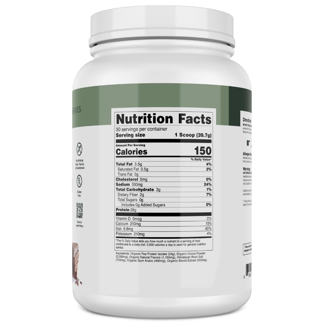 Transparent Labs 100% Pea Protein Powder – 28g Organic Plant Protein per Serving