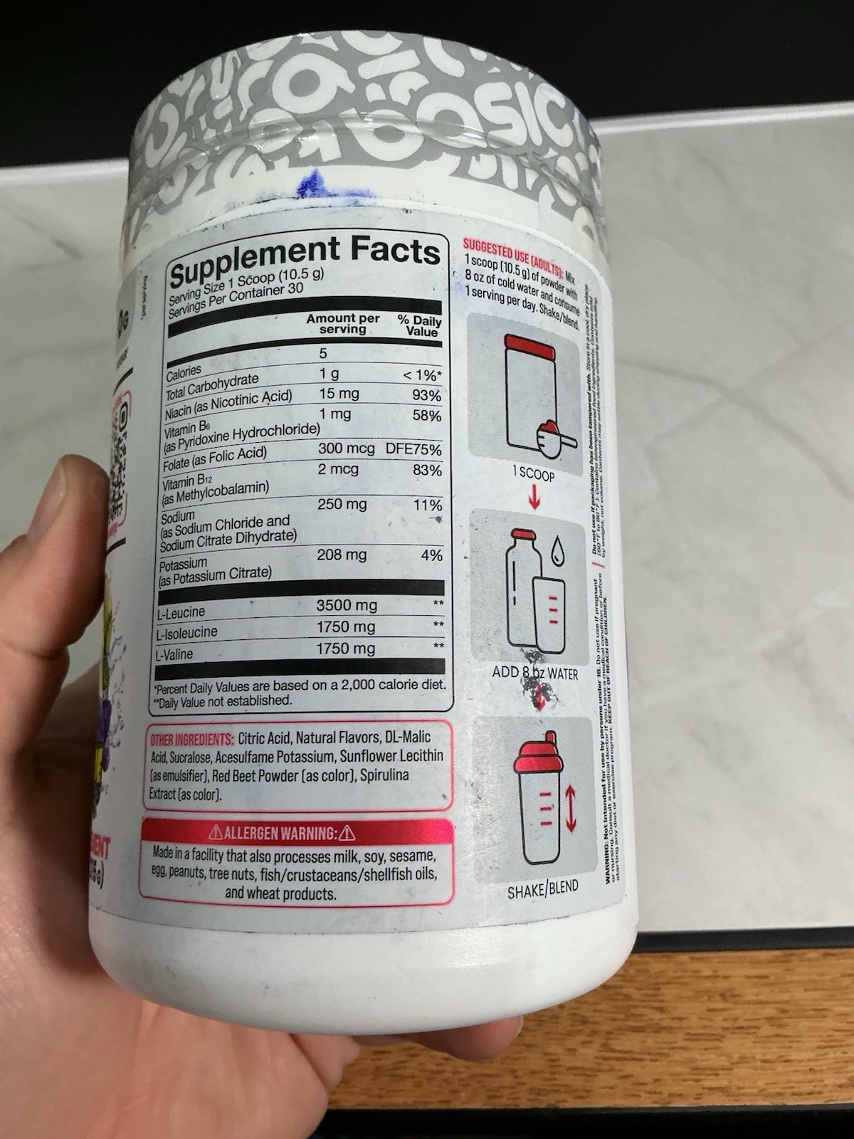 BASIC SUPPLEMENTS BCAA Powder Blueberry Lemonade Ex 12/26