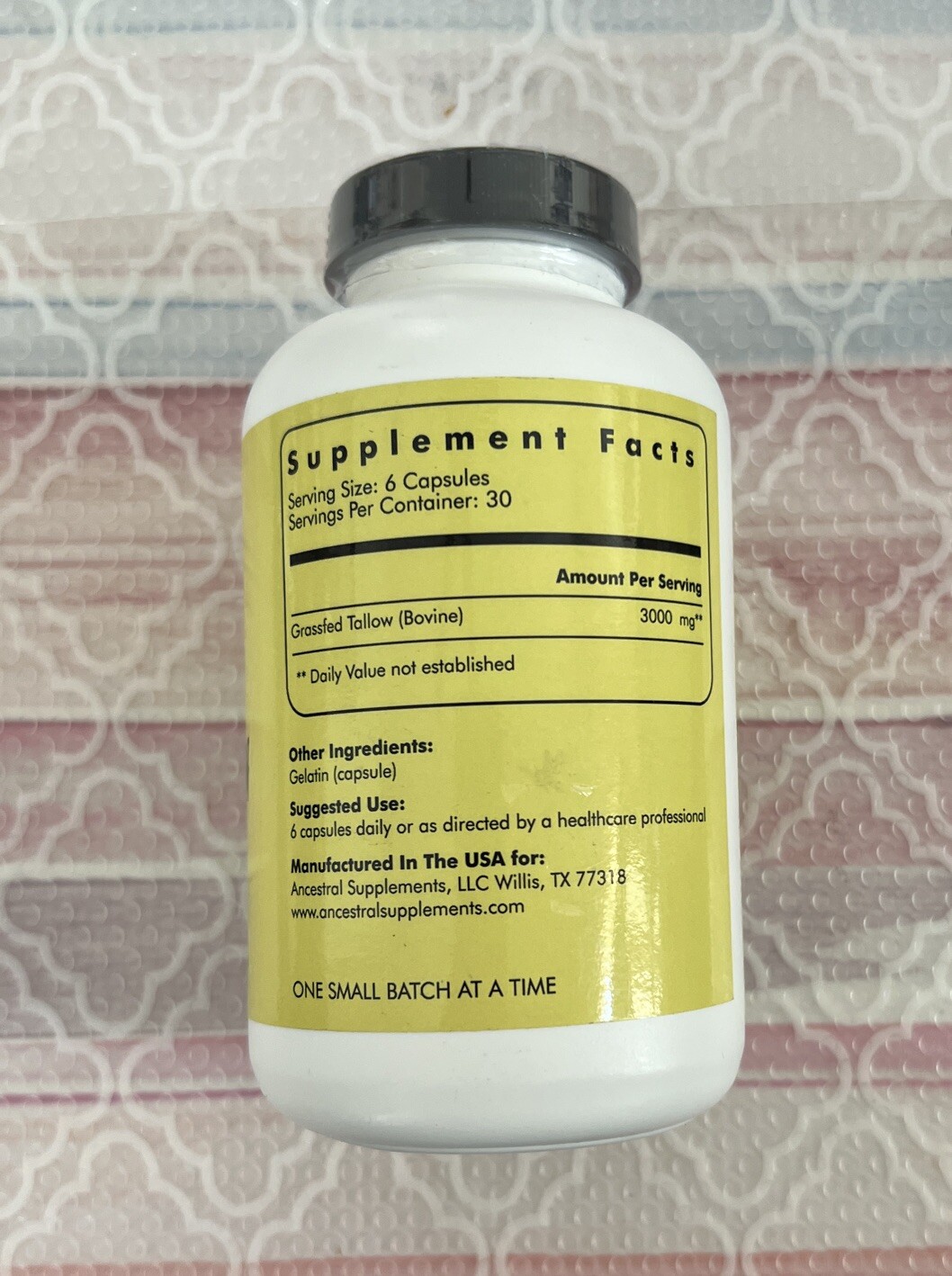 Ancestral Supplements GrassFed Beef Tallow 180 Capsules Exp 04/26