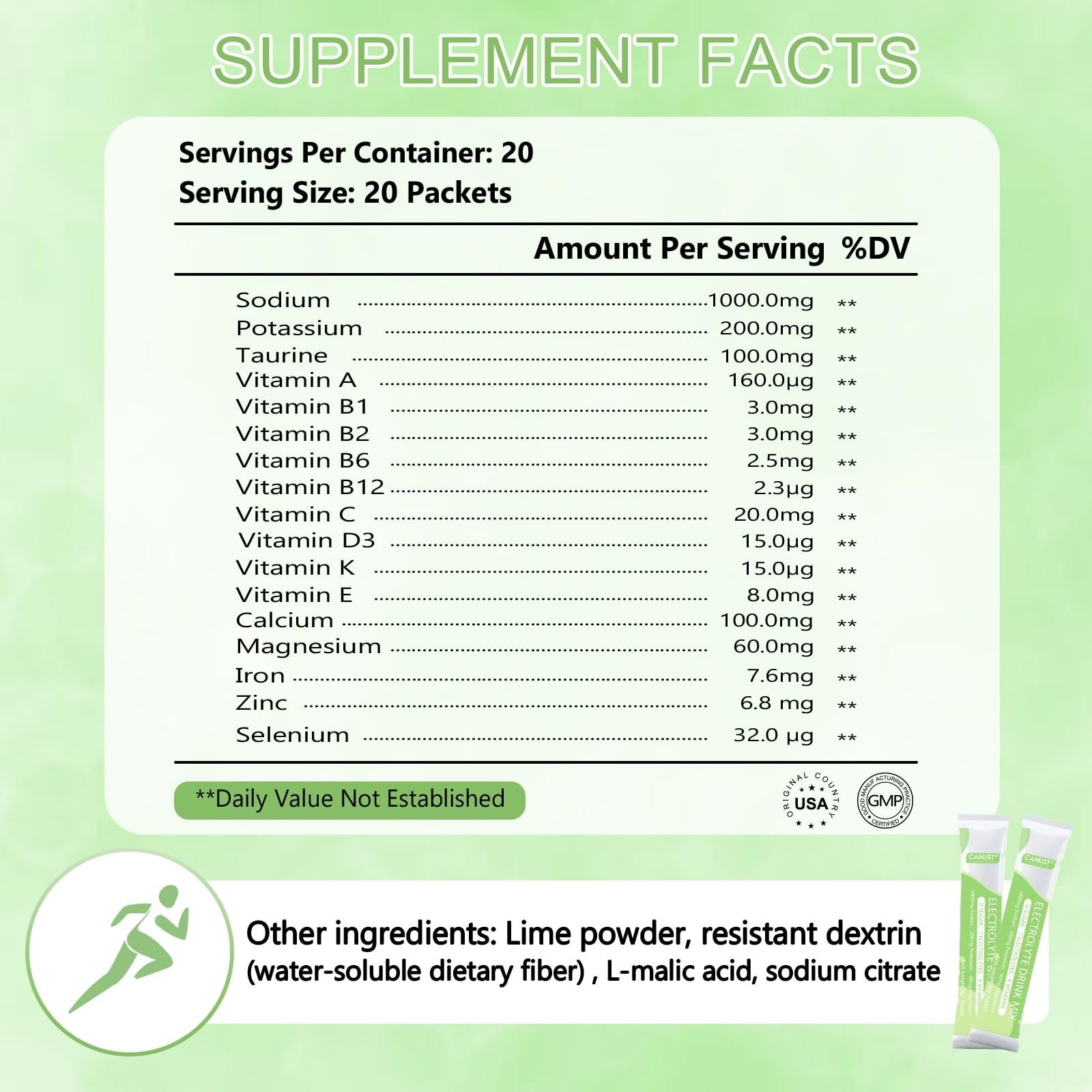 CANLIST Electrolyte Powder – Sugar Free Hydration Drink Mix