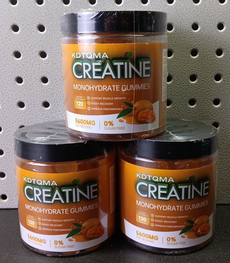 Lot of 3 Creatine Monohydrate Gummies KDTQMA Sugar Free Mango Exp 09/26 (bn)