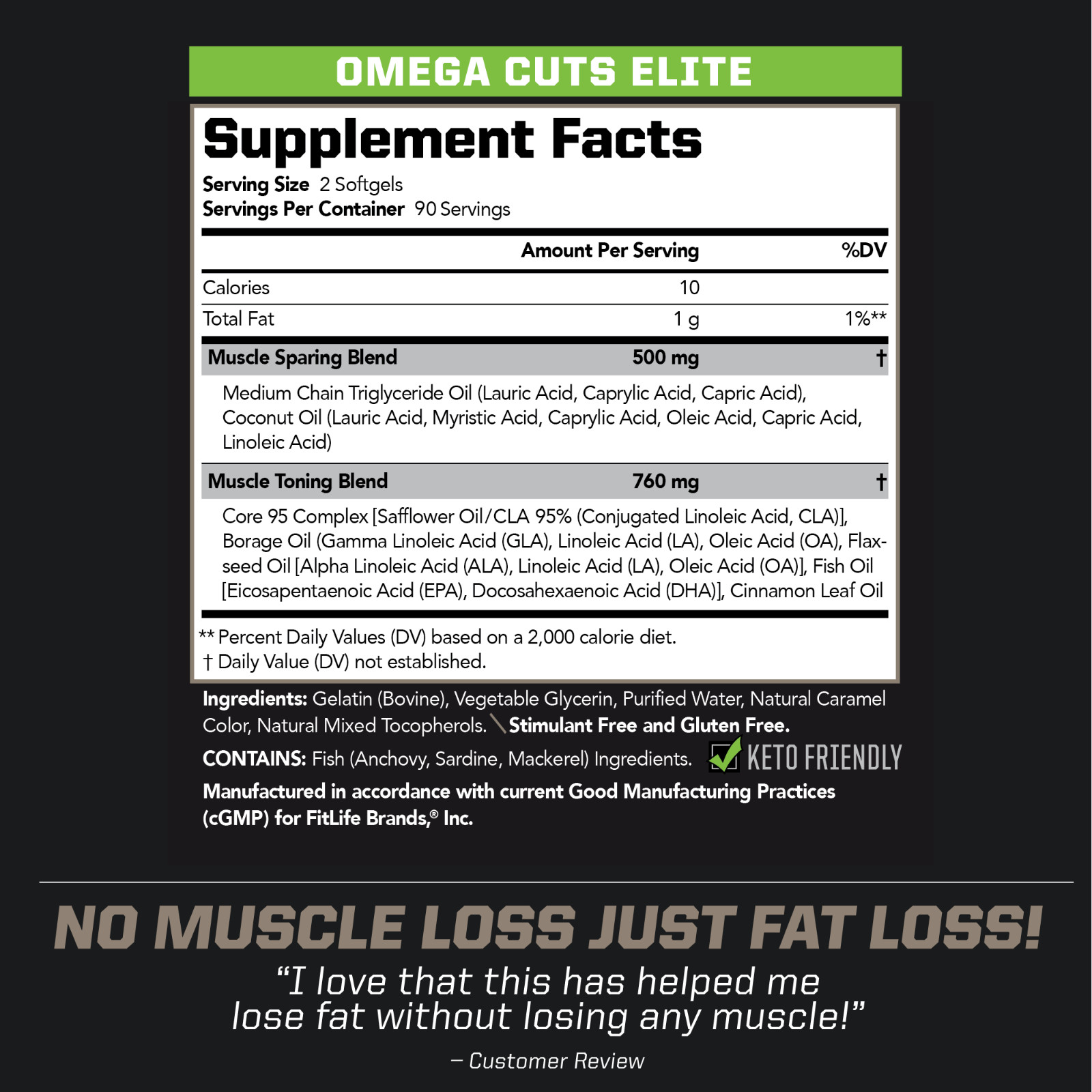 Omega Cuts Elite – Omega Fatty Acids & CLA for Muscle & Definition -180 Softgels