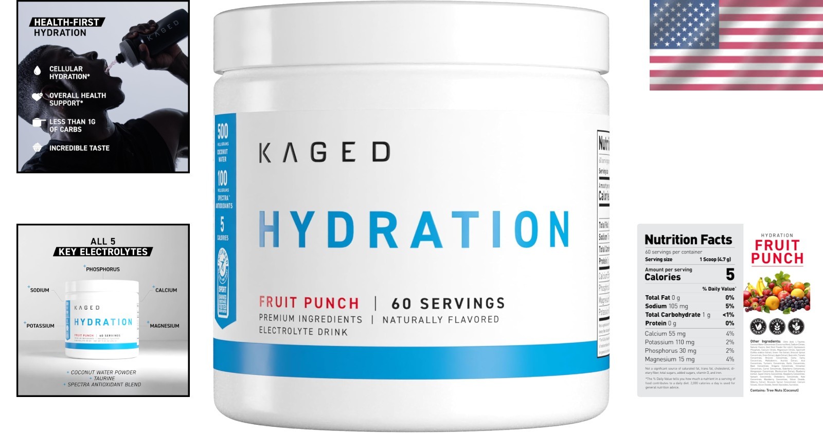 Electrolyte Hydration Powder for Enhanced Performance – 60 Servings, Fruit Punch