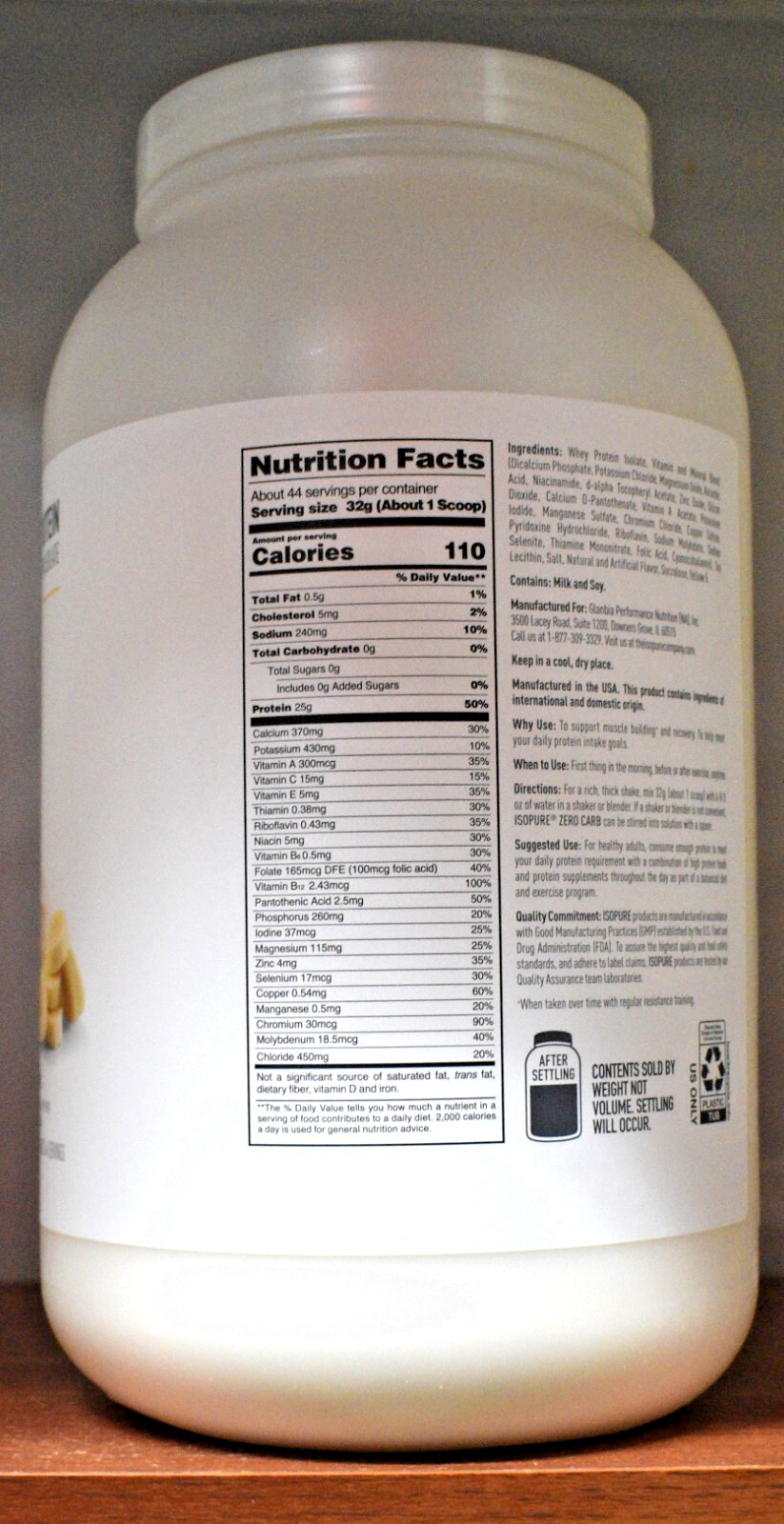 Isopure Banana Cream Zero Carb Protein Powder 3 lb (1.36 kg) 44 Servings