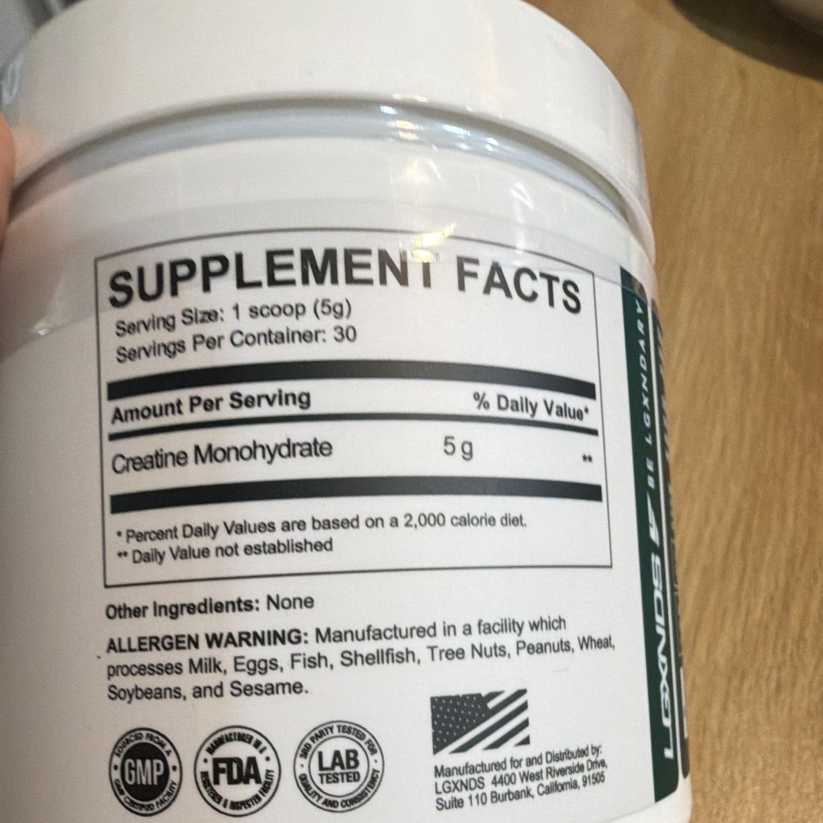 LGXNDS Creatine Monohydrate Micronized Powder Unflavored Vegan 150g 30