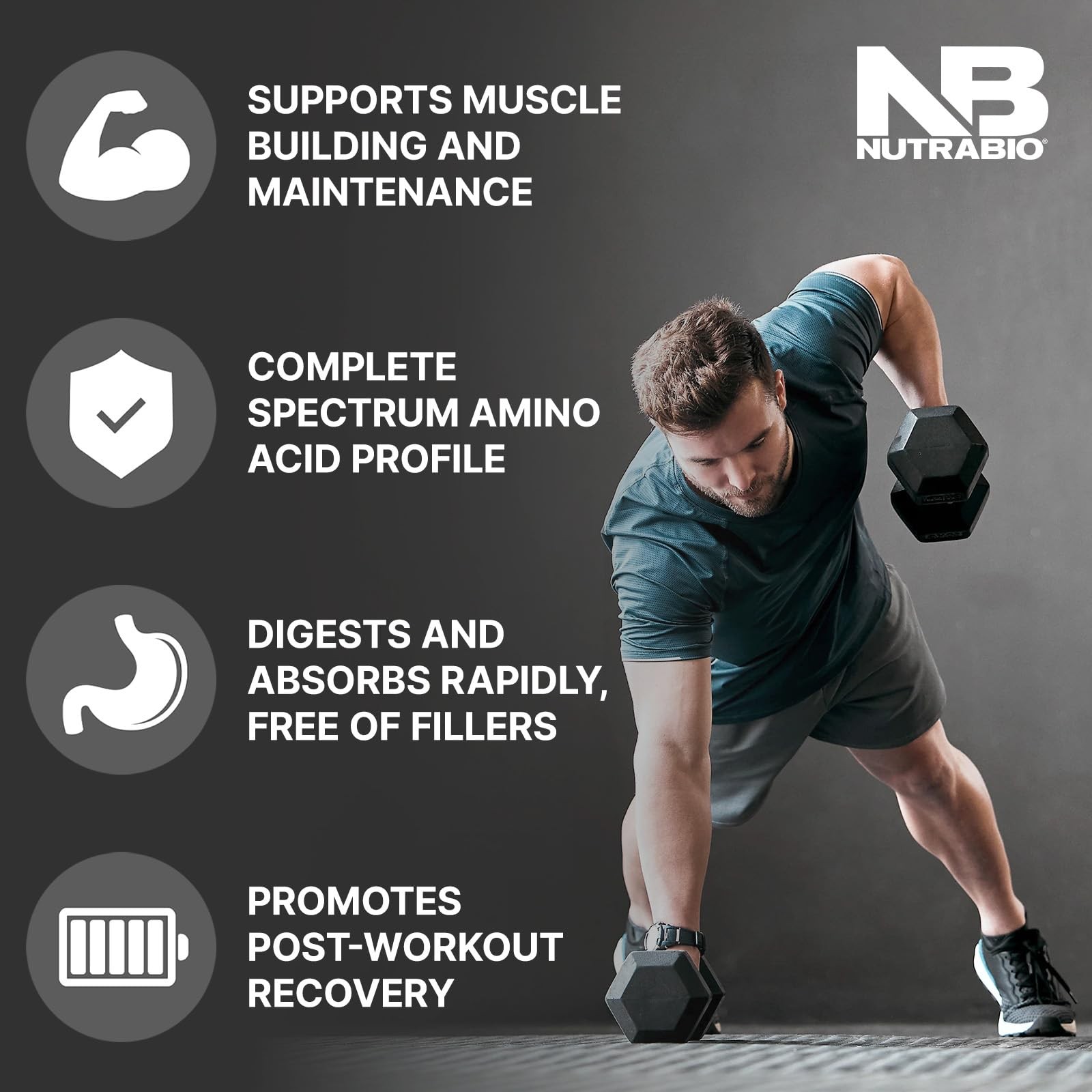 Nutrabio Classic Whey Protein Powder- Full-Spectrum Amino – No Fillers