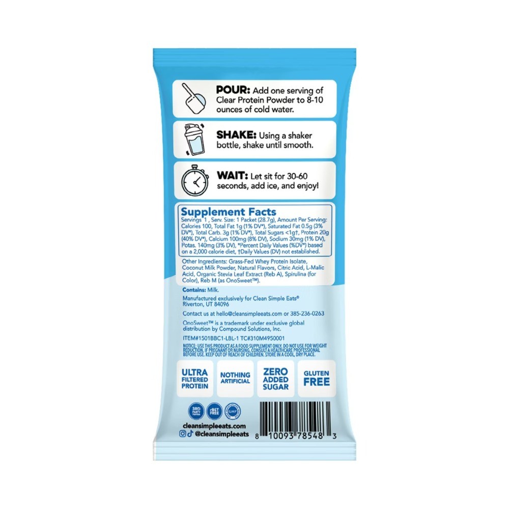 Eats Clear Protein Powder Blue Bahama – 1.01oz/1 Stick