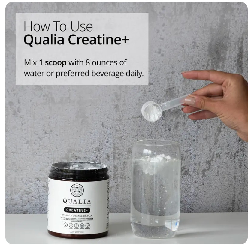 Qualia Creatine+ Advanced Creatine Powder Vegan Non-GMO Unflavored 5.6 oz, 03/28