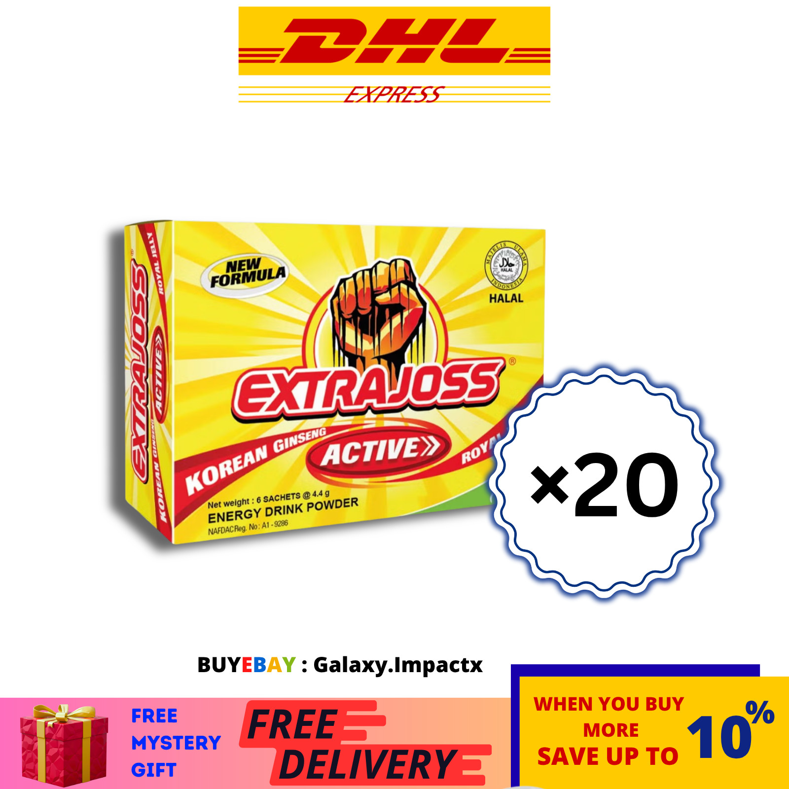 20 X EXTRA JOSS Active Flavour Energy Drink Powder Boost Stamina