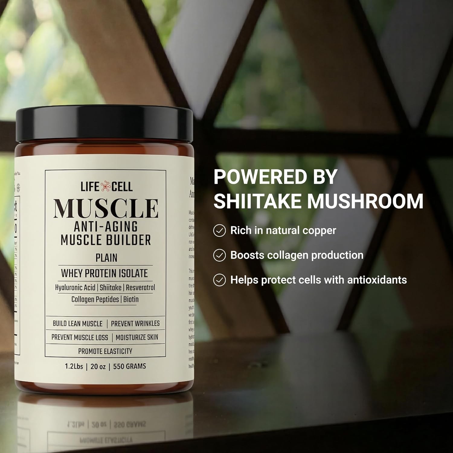 Whey Protein Powder Plain 550g Collagen Hyaluronic Acid No Sugar Added