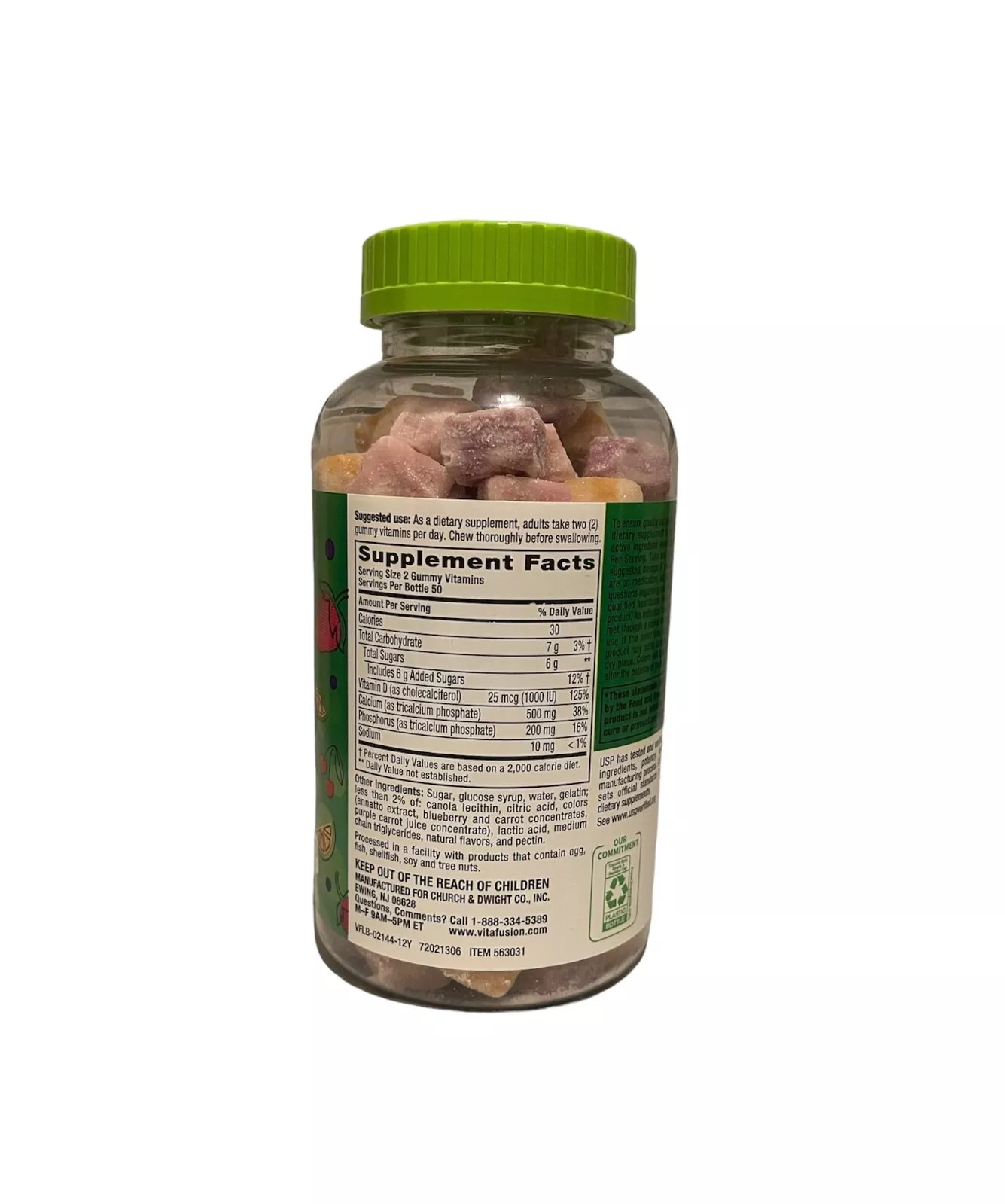 vitafusion calcium 500mg +D3 25 mcg gummies 100 ct
